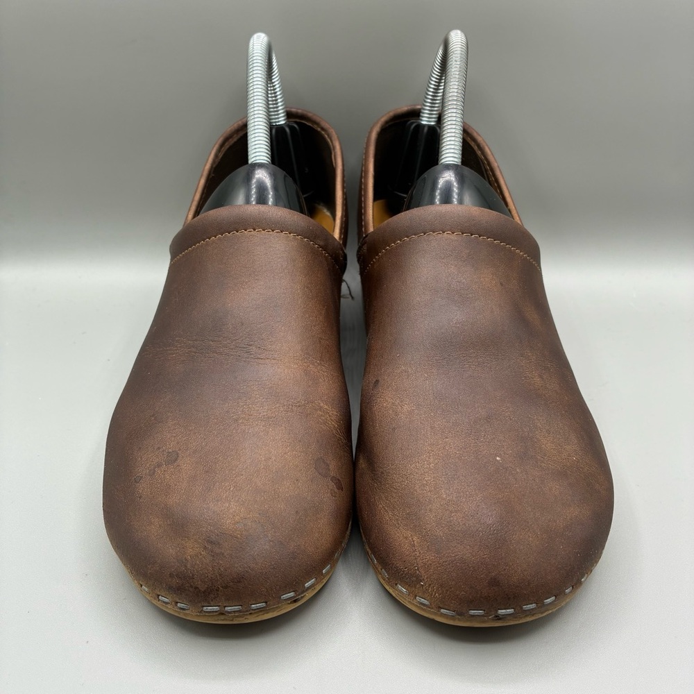 L.L. Bean Brown Leather Clogs Women’s 8.5 M Slip On Wedge Round Toe - Picture 2 of 8